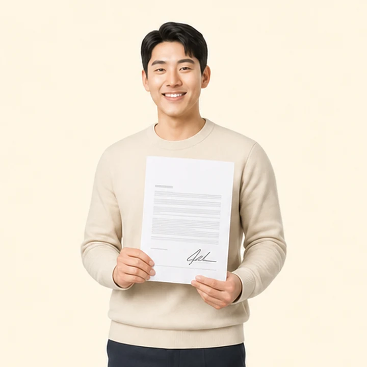 무직자 기아 스포티지 장기렌트 서면 견적서를 들고 있는 고객